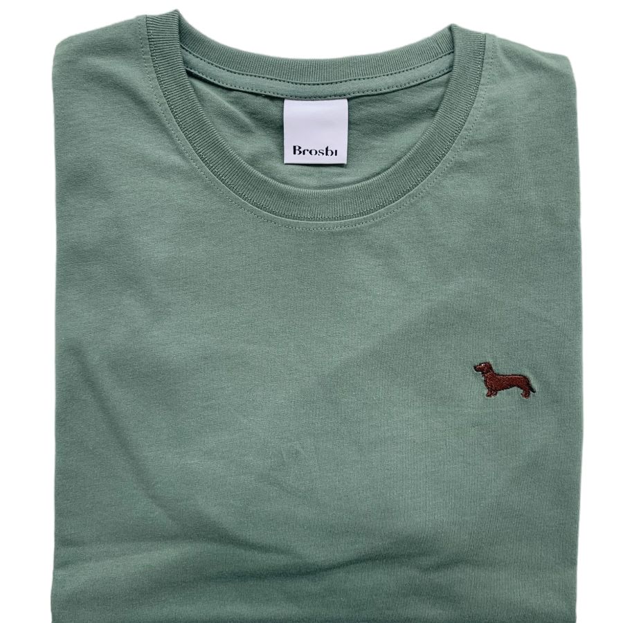 Regular Tee - Sausage Dog - sage